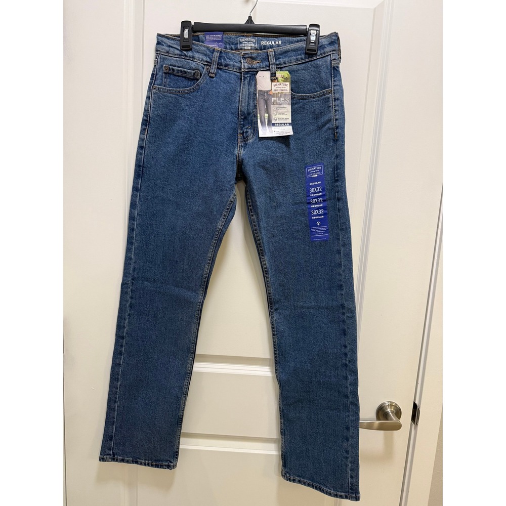 Signature by Levi Strauss Gold Men Regular Fit Flex Jeans 30x32 Medium Wash Blue